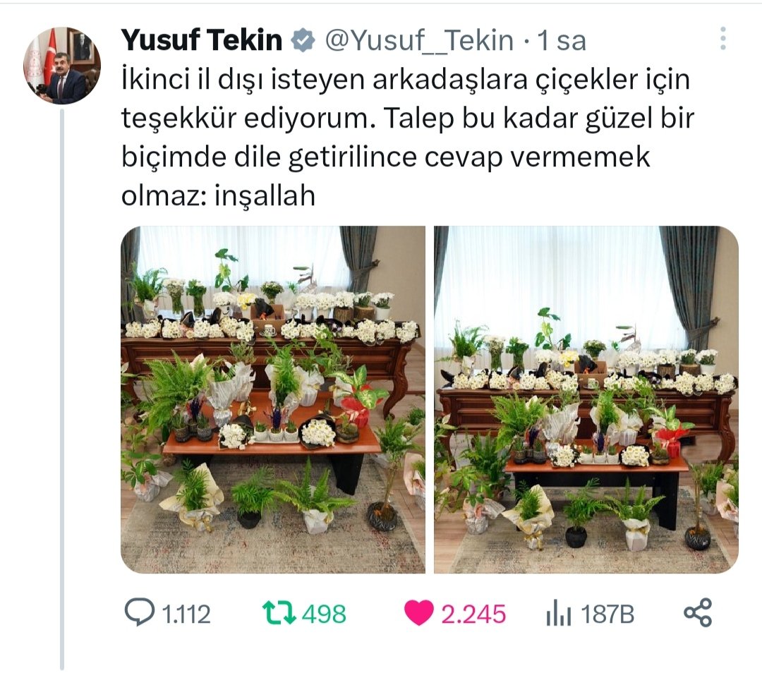#iptaleildışıyok
<a href="/Yusuf__Tekin/">Yusuf Tekin</a>
<a href="/tcmeb/">Millî Eğitim Bakanlığı</a>
Bu çiçekleri size iletenler, umutla bekleyen arkadaşlarımız , iptal edip tekrar olur mu diye düşünenlere  kurban edilmesin, mazeretsiz iptallerde tercih hakkına HAYIR