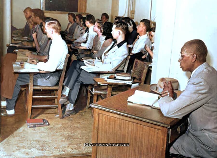 George McLaurin, the first black man admitted to the University of Oklahoma in 1948 was forced to sit in a corner far from his classmates. When he first applied he was denied based on his race. He went to court & it ruled that denying him was unconstitutional. George W.