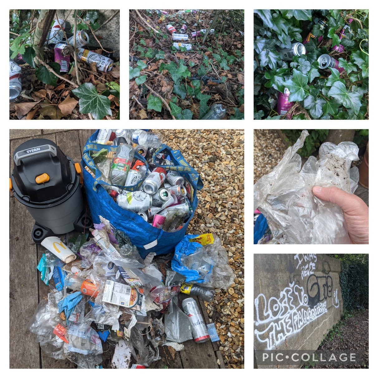 EricTorrington's tweet photo. Only went out to pick up two of our Ukrainian girls from the railway station. Just had to come home with 358 #litter items from an old railway cutting, #Drycott industrial estate & roads. @CamParish @TruckersUp @KeepBritainTidy https://t.co/OZwr3YeMla