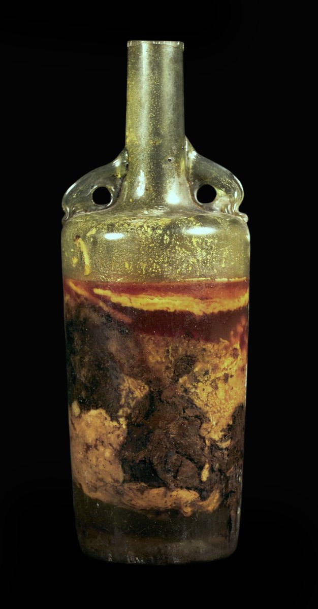 archaeologyart's tweet photo. The Speyer wine bottle, often referred to as the world's oldest bottle of wine, is an artifact that dates back to the 4th century AD. It was discovered in 1867 near the town of Speyer, Germany, in the tomb of a Roman nobleman and his wife. https://t.co/hC4nCNfwat