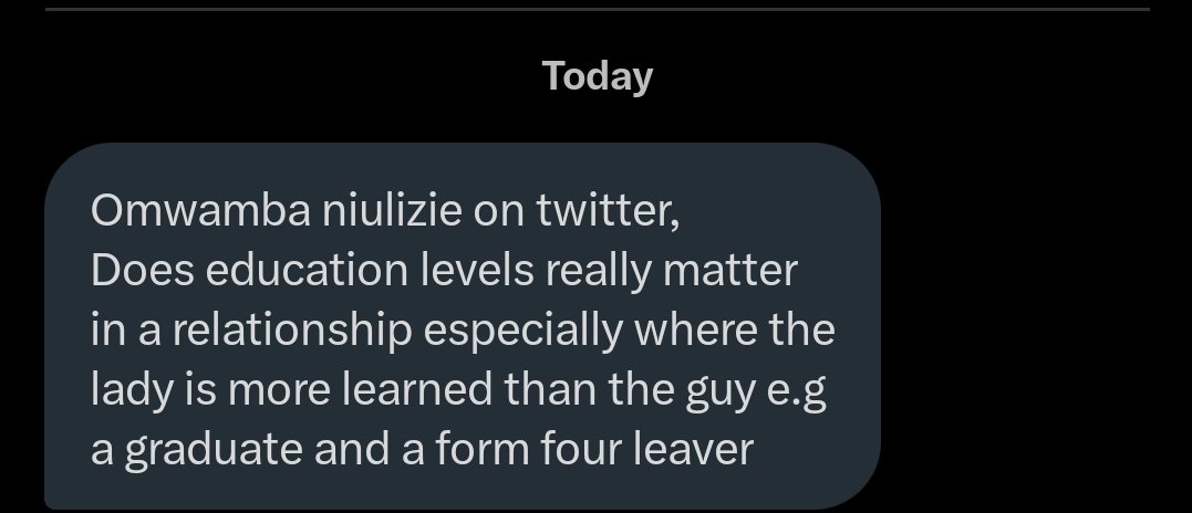 omwambaKE's tweet photo. Does Education levels really matter in a relationship? Hebu Toa maoni fupi fupi https://t.co/1YxjkzgTKs