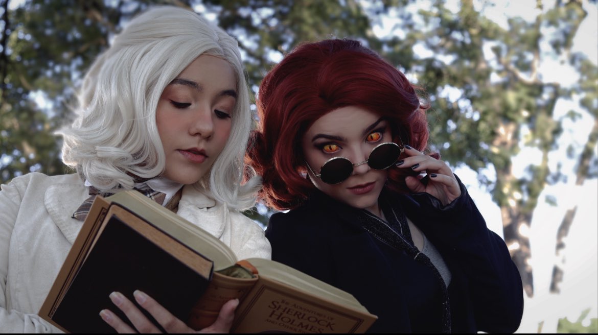 FoxSpirit_Co's tweet photo. Hey @GoodOmensPrime @neilhimself @georgiaEtennant  @primevideouk Me (@foxspirit_cosplay) and my bestie (@thedarktriangle) redid a bunch of #goodomens2 scenes wearing our crossplay! You guys should check it out! https://t.co/wZKwJ5OXZ9