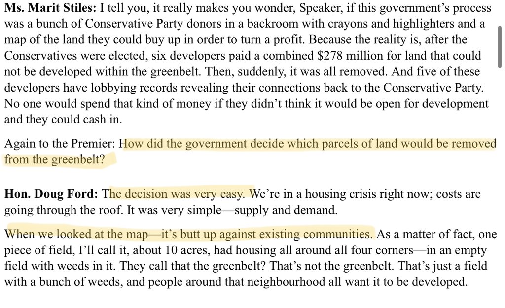 Premier Doug Ford told the Auditor General that he didn’t participate in the Greenbelt extraction land selection and didn’t know about it until they were already picked by a political staffer. 

He told the Ontario Legislature a different story in April. 

#onpoli