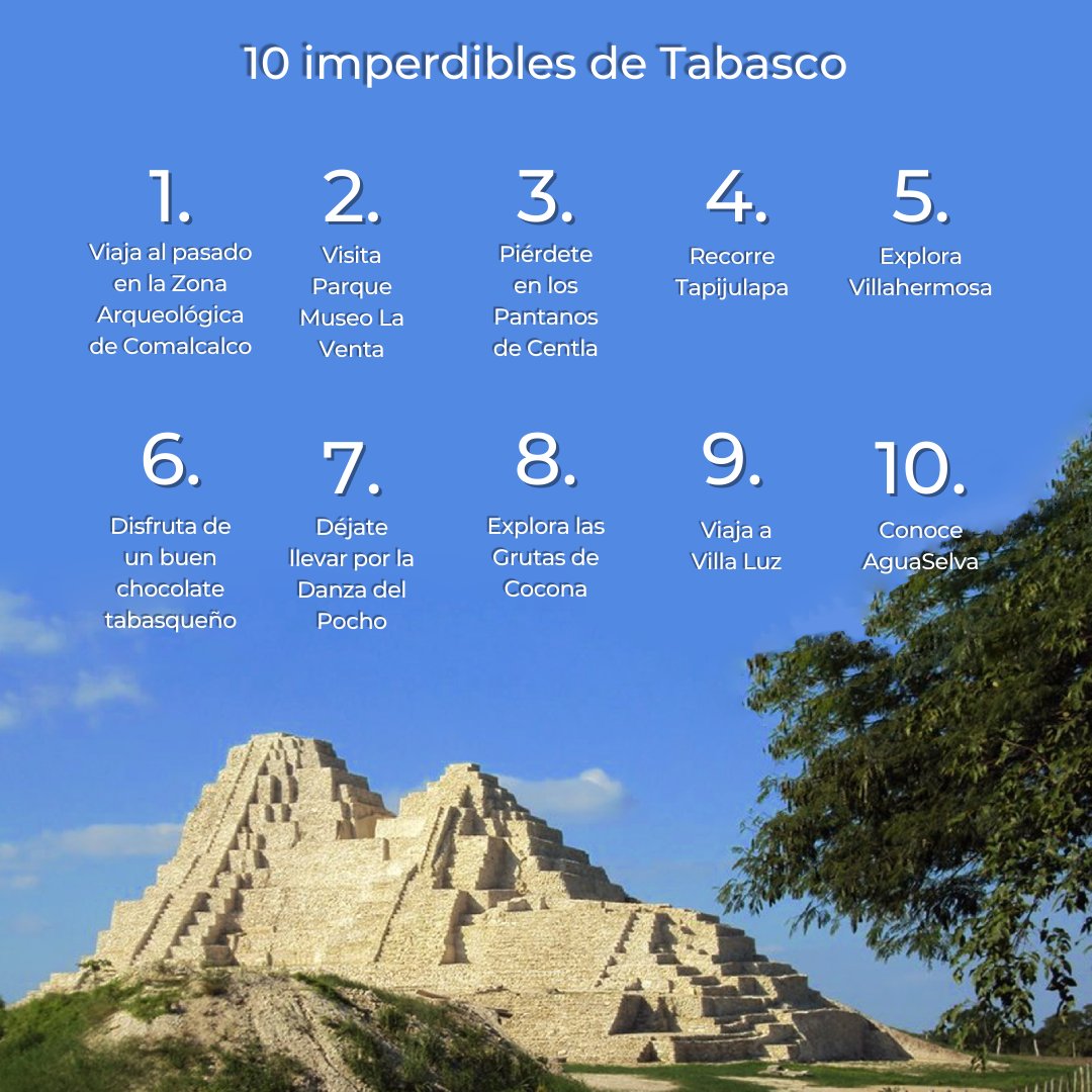 Tabasco es toda una aventura, desde la sierra hasta las zonas arqueológicas, todo el verde del estado y los museos de Villahermosa te esperan. Acá 10 atractivos de este estado.
Cada momento que pases en nuestro país será inolvidable, porque hay #MagiaEnMexico🇲🇽