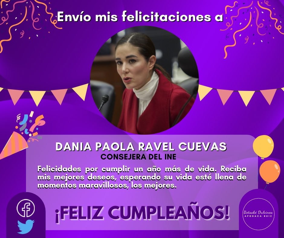 Consejera <a href="/DaniaRavel/">Dania Ravel</a>  que sea un magnífico día y el mejor año lleno de bendiciones.

¡Feliz cumpleaños! 🥳 🎉