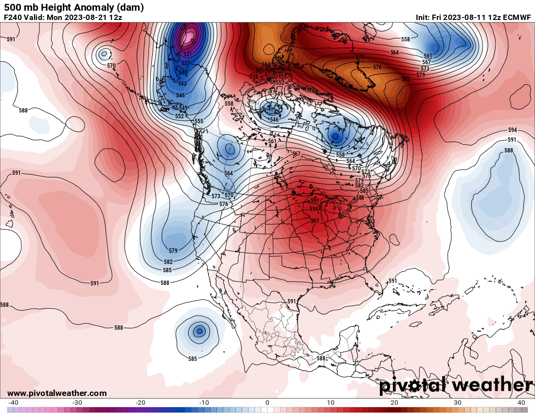 climateguyw's tweet photo. Uh oh. Keep following my updates and writing on https://t.co/DqTUVZvnxD to see if the worst U.S. extreme temperatures of Summer 2023 for the Midwest and Northeast will come in late August from #HeatwaveChevron. @MichaelEMann @KHayhoe @judah47 @extremetemps @bhensonweather https://t.co/Jm4FfLdqBG