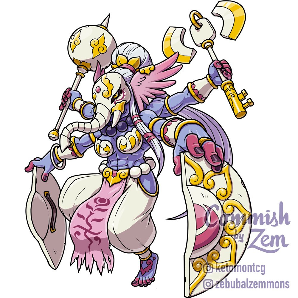 Zemechiel_Mons's tweet photo. Commission for instagram, of a stuffed elephant turning into a female powerhouse Ganesha. love how out there #digimon can get.
I have to say drawing those hands and feet made me quite happy beyond the design.
#デジモン https://t.co/vtpWHbHQAV