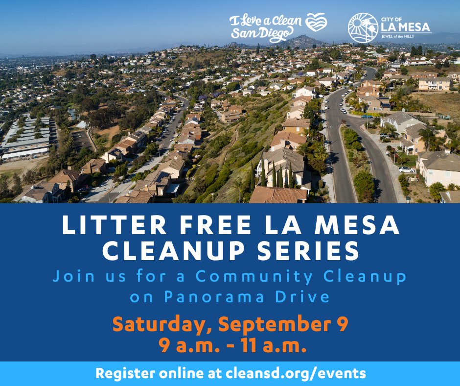 Join us and <a href="/iloveacleansd/">I Love A Clean SD</a> for a litter cleanup event along Panorama Drive on Saturday, Sept. 9 from 9-11 a.m. Please make sure to register in advance, as space is limited! 🌎🌿

Secure your spot now 👉 bit.ly/45h6Vdq