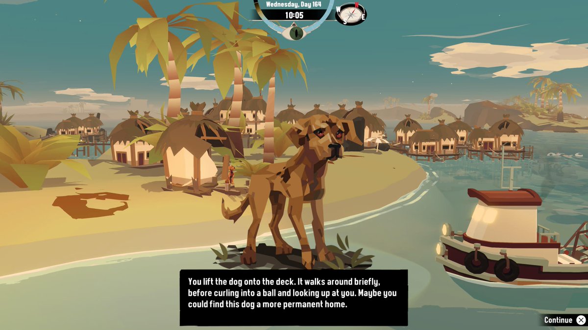 notenoughspoons's tweet photo. You can pet the #dog. 10/10, game of the year. 🥹 #PS5Share #DREDGE #gaming #VideoGames https://t.co/V9PEJnhGgy