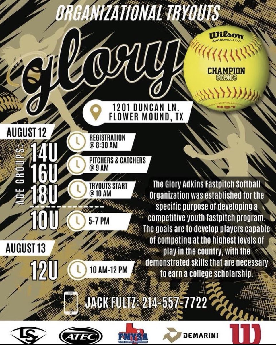 Tomorrow is the day! 🥎

txglory.net/2023-tryouts