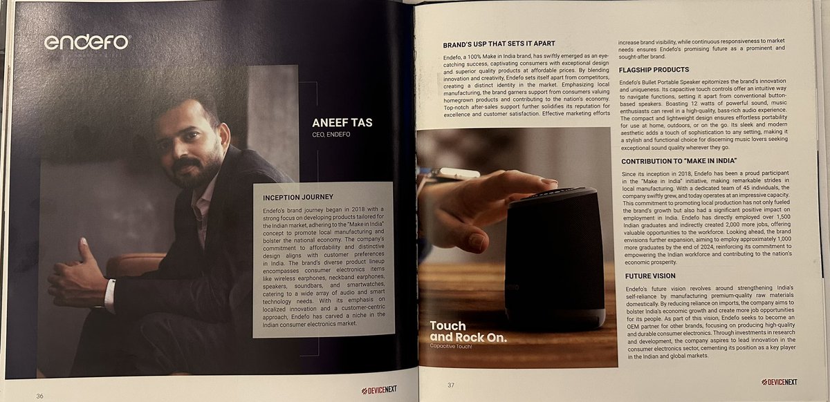 Exciting News! Endefo has achieved remarkable growth and success in the year 2023. We're thrilled to announce that we've been featured in @devicenext's Coffee Table Book. Thank you for your continuous support on this incredible journey! #Endefo #devicenext
