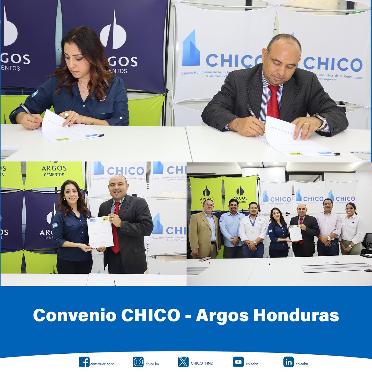 "La Cámara Hondureña de la Industria de la Construcción y Cementos Argos Honduras han suscrito la firma de un convenio con el propósito de impulsar el desarrollo de la industria de la construcción en el país." <a href="/Cementos_Argos/">ARGOS</a>