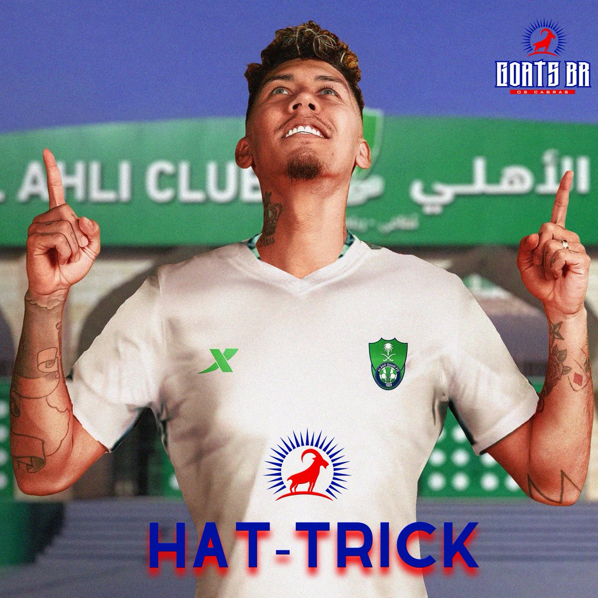 BrGoats's tweet photo. ELE CRAVA, 1⃣,2⃣,3⃣!! Que estreia do brasileiro Firmino, na partida de abertura do Campeonato da Arábia Saudita 2023/24 o atacante marcou 3 gols!! #goastbr https://t.co/cu9SBjXorj