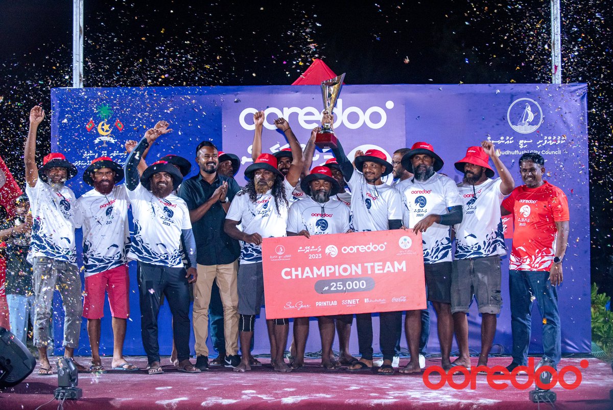@kfcitycouncil @MoFMRAmv <a href="/kulhudhuOnline/">KulhudhuffushiOnline</a> <a href="/PrintlabMV/">Printlab Creative</a> <a href="/SeaGearMaldives/">Sea Gear</a> Huge shout out to the Champion Team of #OoredooMasrace2023 from Kulhudhuffushi City - Team Bulhi Kendi. 

Team Bulhi Kendi won the Championship title with a record breaking result of 1214.25 points! Congratulations Team. 👏👏👏