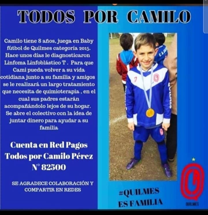 "Todos por Camilo": Camilo tiene 8 años y deberá pasar por un largo  tratamiento que necesita de quimioterapia al cual sus papás acompañarán lejos de su hogar.  Distintas organizaciones e instituciones se encuentran realizando campañas de colaboración. Todos a apoyar