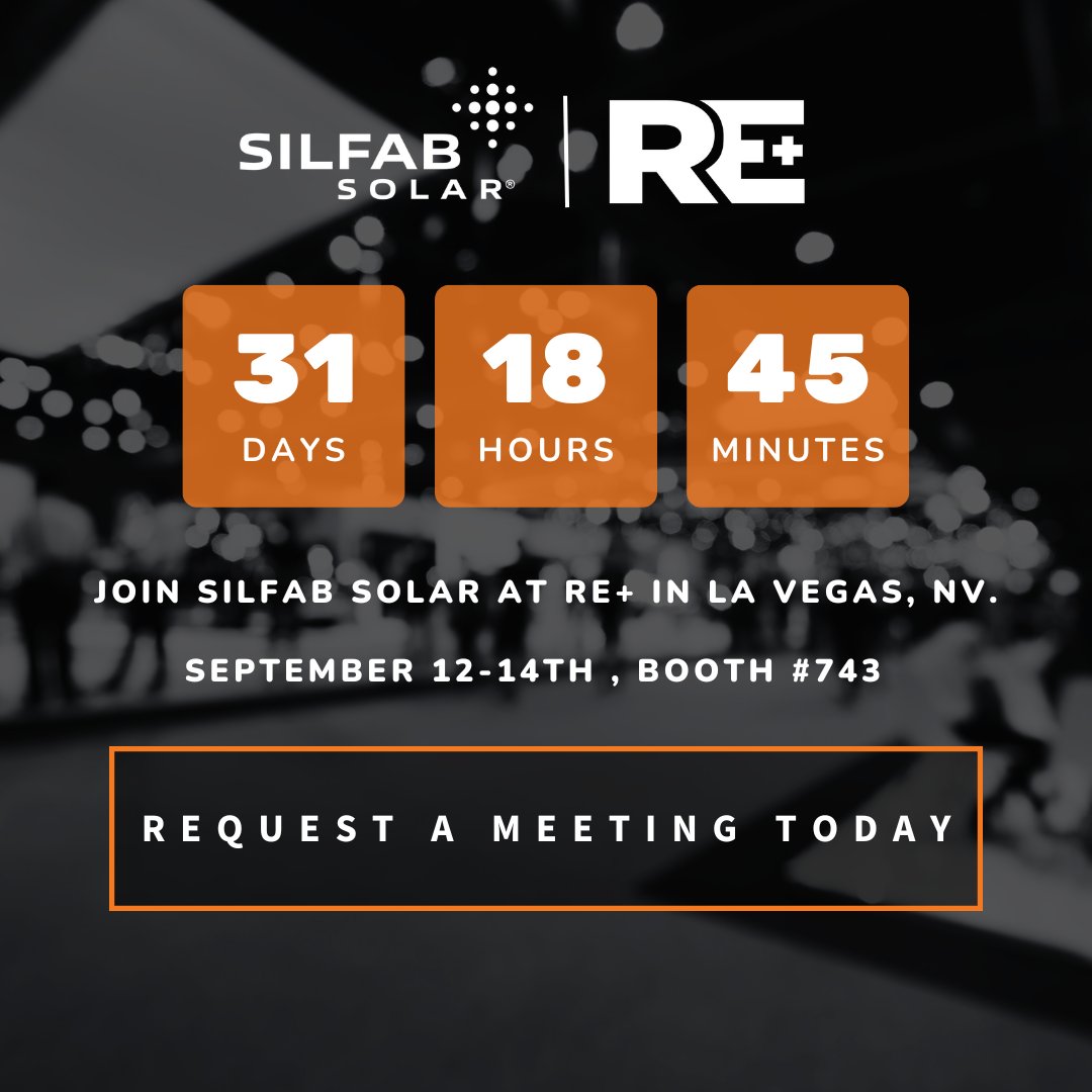 SilfabSolar's tweet image. The countdown to RE+ 2023 in Vegas has begun! Only one month until the biggest solar show in North America!

Look forward to seeing you at the show. Request a meeting with our team before time runs out - bit.ly/re-meet-the-te…

#REPlus #REPlus23 #SIlfabsolar #renewableenergy
