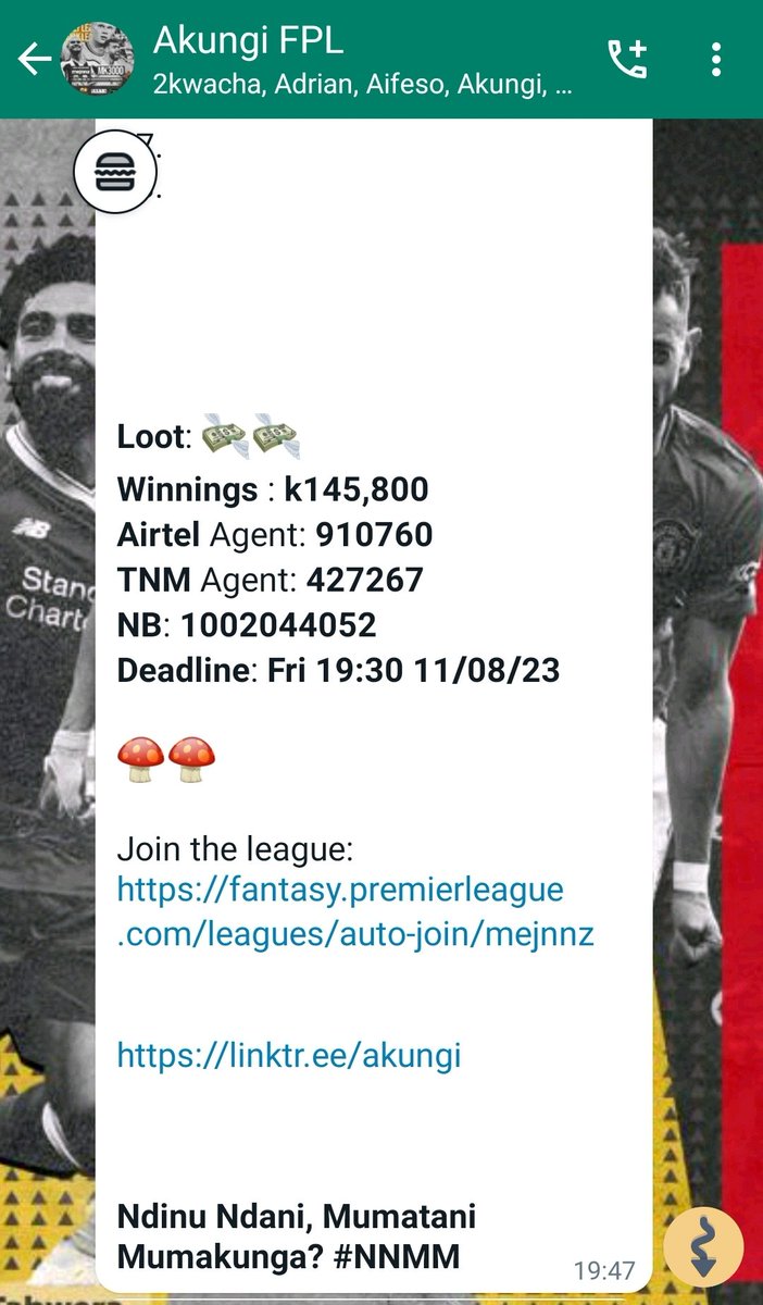 akungifpl's tweet photo. We are back!!! 

#GW1 winner will pocket a wholesome #Mk145800 sounds like a record !!!

#NdinuNdaniMumataniMumakunga #NNMM 
Join the league today to win more Cash. https://t.co/shoAx4hqry