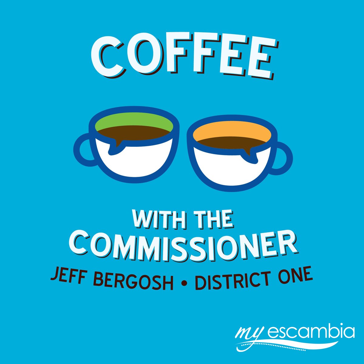myescambia's tweet photo. ☕ Join District 1 Commissioner Bergosh on Facebook Wednesday, Aug. 16, at 6:30 a.m. for his virtual 86th Coffee with the Commissioner. This month's special guests are Horace Jones and Andrew Holmer with Escambia County Development Services.

👉 Read more: https://t.co/Mf5I8teB0K https://t.co/agoJEiiuqh