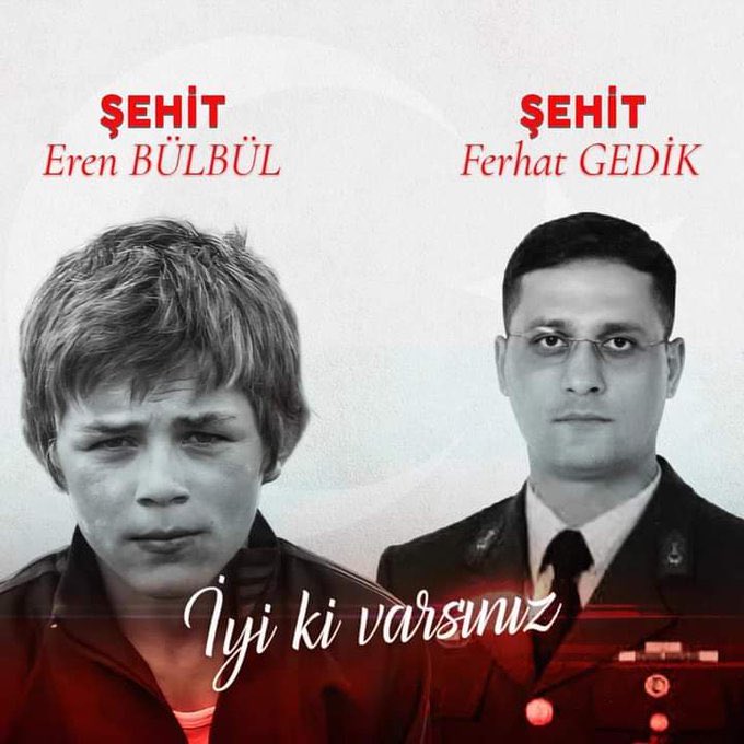 Ne Eren Bülbül'ü unuttuk, Ne de Eren'i korumak için 41 kurşunla Şehit edilen Jandarma Astsubay Kıdemli Başçavuş Ferhat Gedik’i. Rahmet Minnet ve Saygıyla anıyoruz.🇹🇷
 #iyikivarsınFerhat
 #iyikivarsınEren