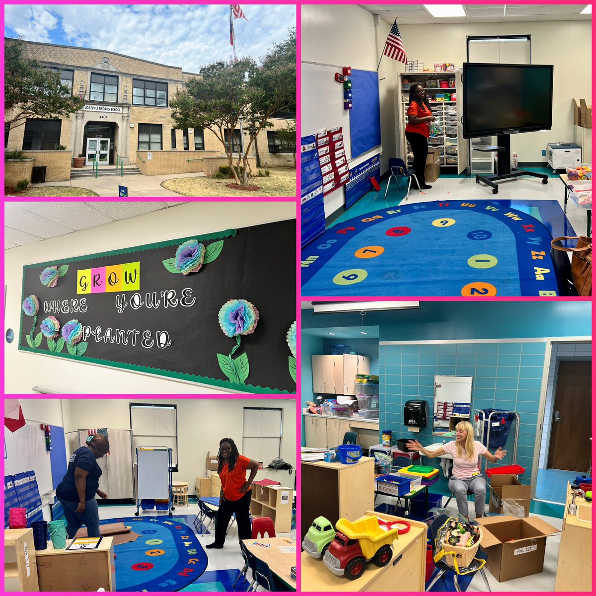 JulieFore21's tweet photo. It was great visiting and supporting our Prek teachers at Halliday this morning, and we are all hands on deck at Rhoads to get this PK3 room ready for Monday! 
#everyoneinrhythm #PreKDallas

@DrElenaSHill 
@shannontrejo
@MurilloDebbie1
@Mo1Ramirez
@HildaCRobinson 
@ICanReadDallas https://t.co/vbxu0lwsqo