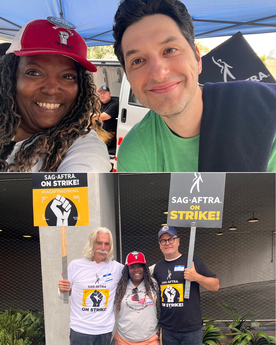 PopCrave's tweet photo. 'Parks &amp; Recreation' cast members reunite for a SAG-AFTRA/WGA strike. https://t.co/hTozoBRkY3