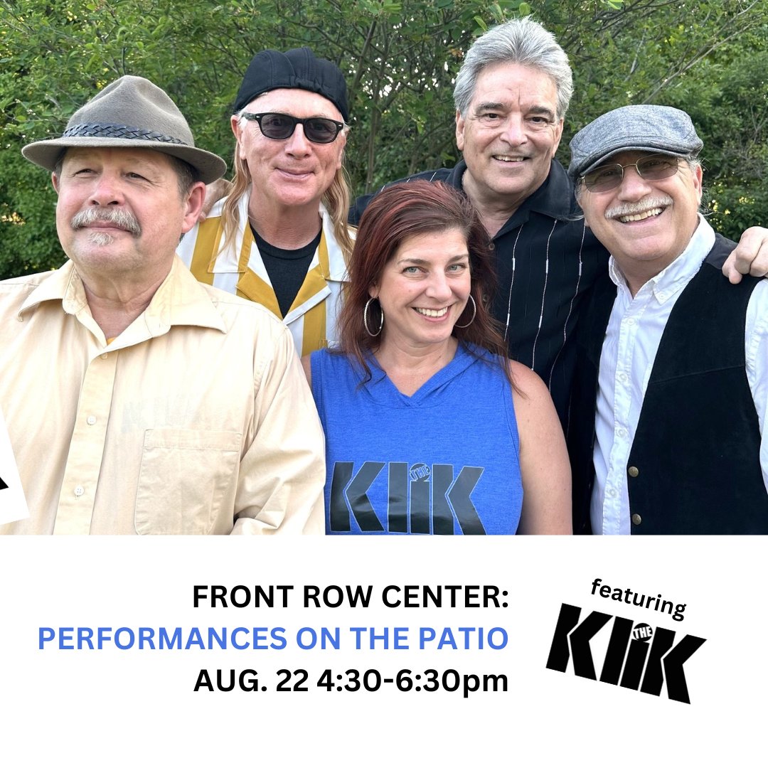 LorenzoCenter's tweet photo. Join us Tuesday, August 22, 4:30-6:30pm for our first Performance on the Patio, featuring the band The Klik! Enjoy live music outside the Cultural Center and view the photo exhibit inside. Free event; no registration is required!
#frontrowcenter #rock #blues #soul #exhibit https://t.co/BRbwjxIhuY