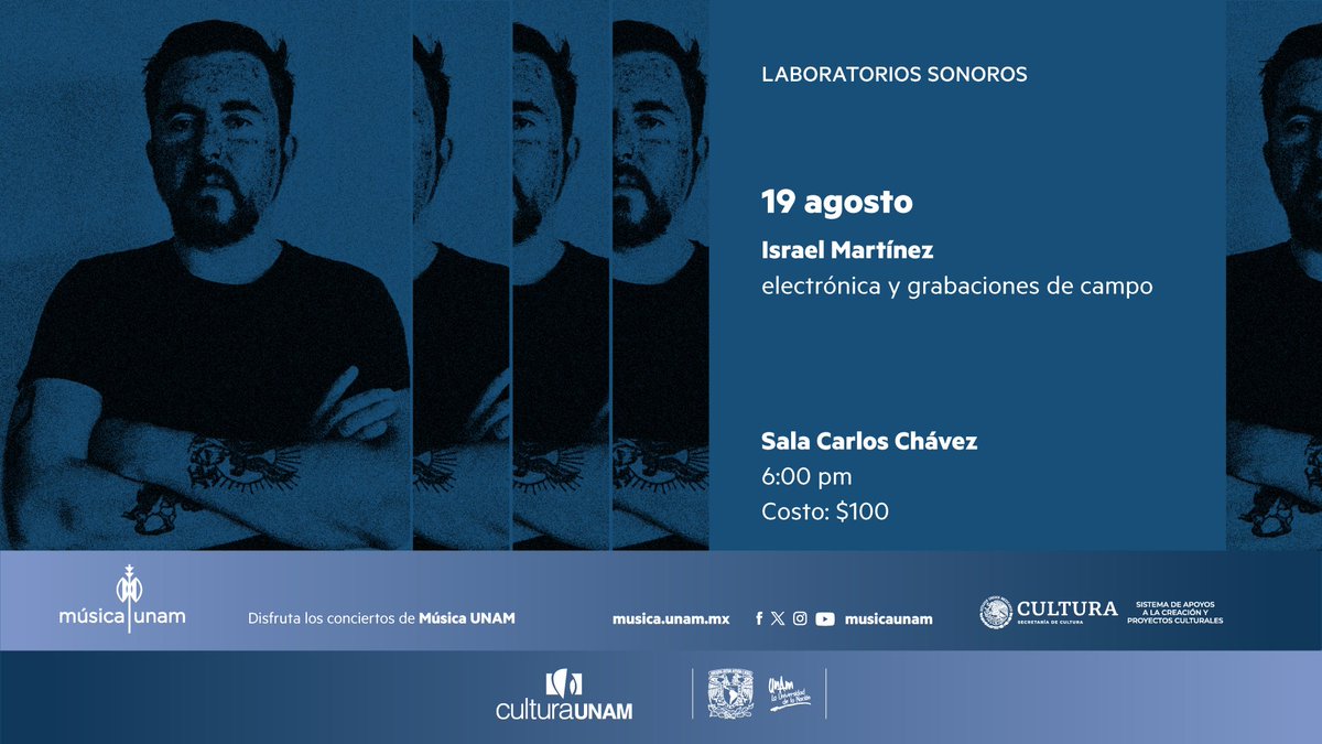 En el próximo concierto de #Laboratoriossonoros participa el artista multidisciplinario Israel Martínez (<a href="/IsraeloMartinez/">Israel Martínez</a>), quien presenta creaciones en las que concurren desde instalaciones sonoras hasta audio para internet, pasando por ediciones únicas en vinilo y tirajes