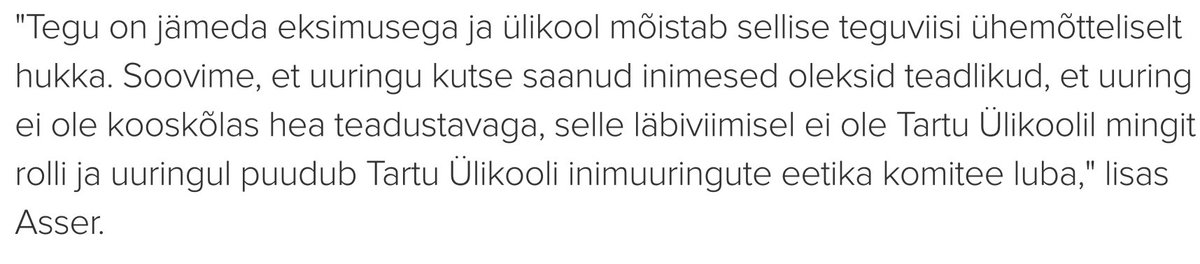silverk_'s tweet photo. Mis tähendab, et Tartu Ülikoolil ei ole “uuringus” mingit rolli. On roll. Kelle töötajad andmetele küüned taha said? Äkki juht hakkaks kiiresti vastutust võtma https://t.co/6JVQqGaeZY