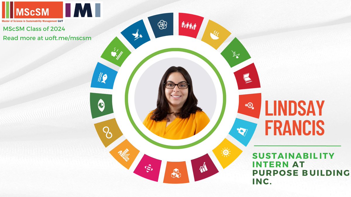 UTMMScSM's tweet photo. Today’s feature is Lindsay, a #Classof2024 graduate student on their internship journey as an Sustainability Intern at Purpose Building Inc. Visit our IG page to read more about their internship experience and what advice they would give to future interns! #TheMScSMChronicles https://t.co/VEDhZ9mewL