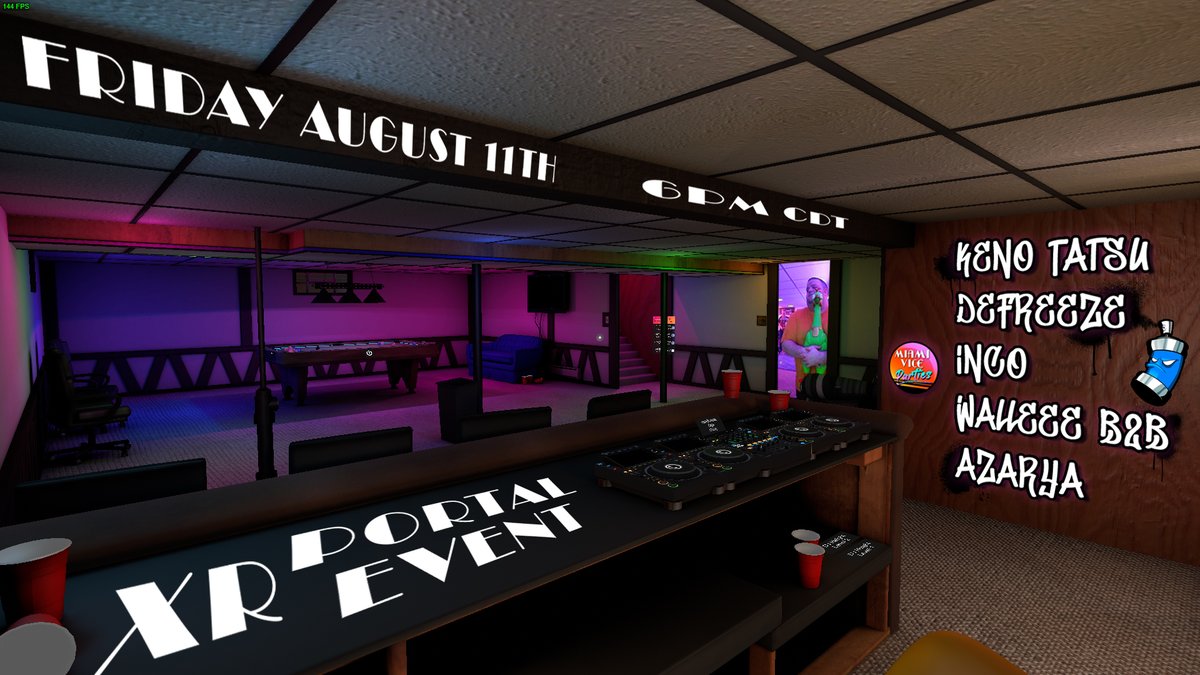 MVP #VRChat party reminder! 
We've got a special XR event starting in a few hours! 🥳

Tonight we bridge the gap between realities 🌎🖥, and have an amazing lineup of DJs ready to play the freshest tracks! 🔥🎶

<a href="/KenoTatsu/">KenoTatsu</a> 
<a href="/TheDeFreeze/">DeFreeze</a> 
<a href="/incoTHEdrinco/">incoTHEdrinco</a> 
DJ Walleee
<a href="/AZARYAmusic/">AZARYA</a>