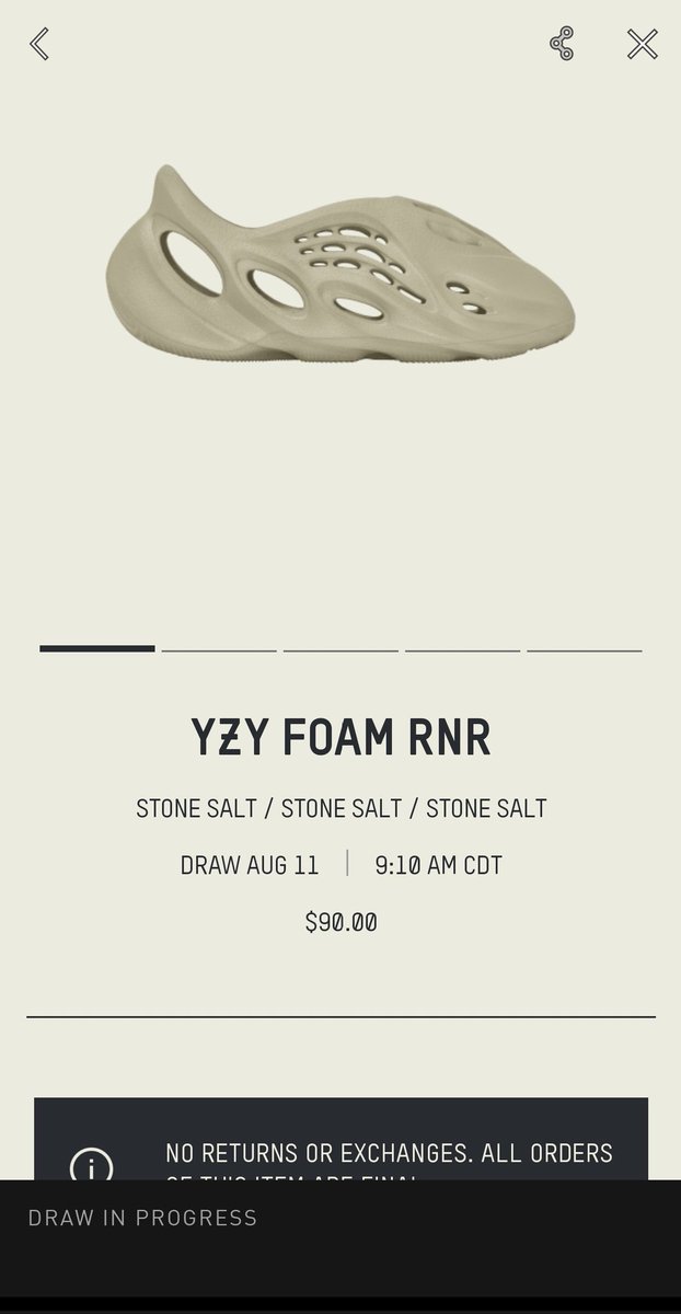 jahtzkieDG18's tweet photo. Anybody still have a draw in progress for the Yeezy Stone Salt Foam Rnr?🤷🏽‍♂️😅 #Yeezy #ConfirmedApp #Adidas https://t.co/i5QETsjySL