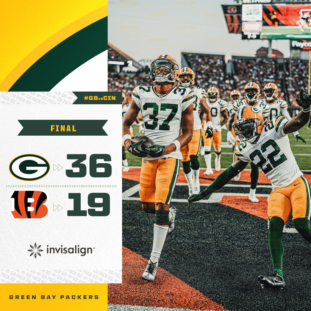 packers's tweet photo. Happy birthday to us!

Coming home with a W! 🎉

#GBvsCIN | #GoPackGo https://t.co/k92kTgZmfQ