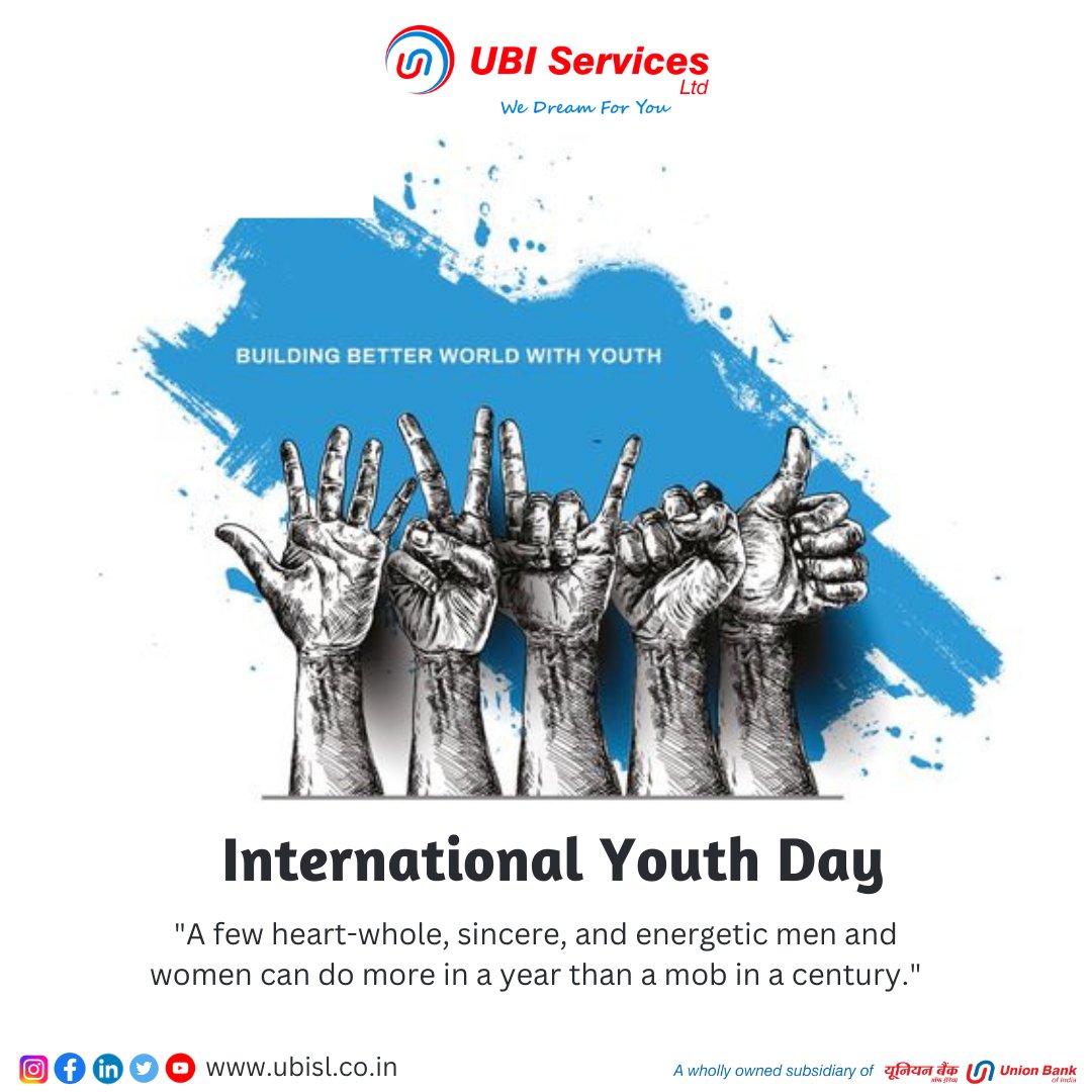 Happy International youth day!
.
#UBISL #Internationalyouthday #12thAugust