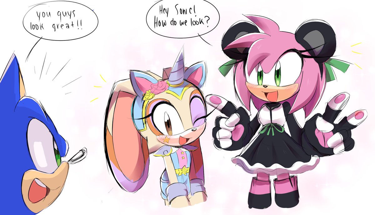 Amy and Cream showing off their cute new outfits to Sonic! 🤍🤍🤍 #sonicdash #sonic