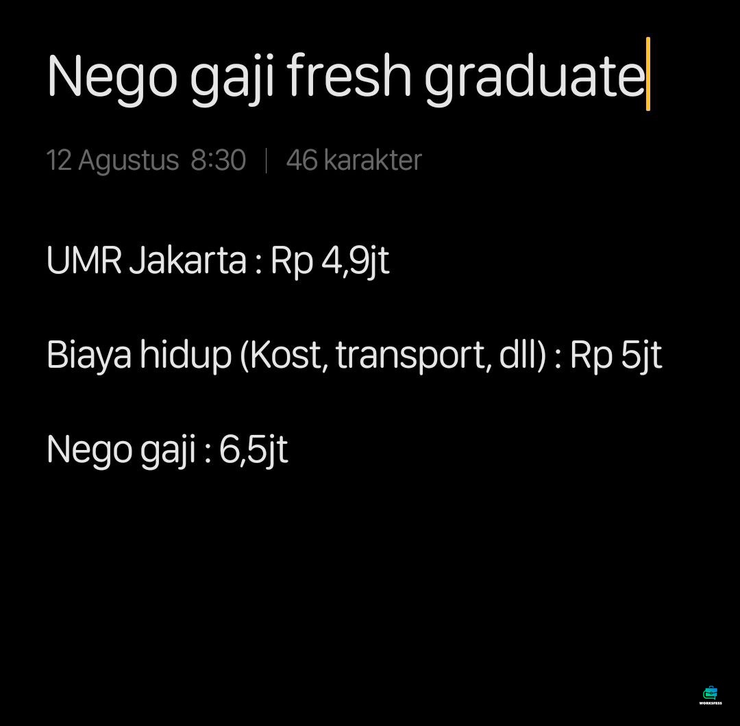 worksfess's tweet photo. Work! Cw // gaji
Tips nego gaji fg gmna ya? Klo ak blang 6,5 itu gmn https://t.co/Gf7WyyAtxE