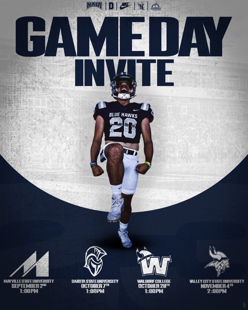 Big thank you to <a href="/CoachVande37/">Derick VandeBossche</a> and <a href="/BlueHawkFB/">Dickinson State Football</a> for the invite!