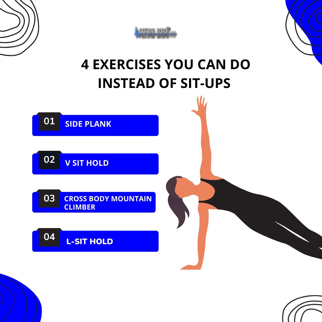 criticalbench's tweet image. Try these 4 effective exercises you can do instead of sit-ups!

Ready for more? 🌟 Tap on the link below for a FREE 5-Minute Core Workout 🏋️‍♂️

𝟓 𝐌𝐢𝐧𝐮𝐭𝐞 𝐂𝐨𝐫𝐞 𝐖𝐨𝐫𝐤𝐨𝐮𝐭
5mincoreworkout.com
.
..
..
#FreeGuide #FitnessReport #CoreExercises #StrongCore #AbsWorkout