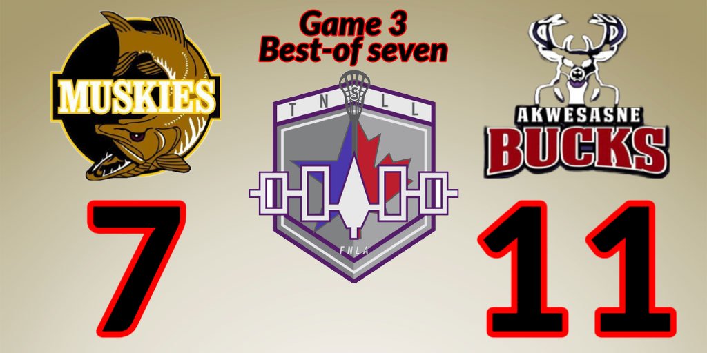 Akwesasne Bucks take Game 3 of the #TNSLL Finals with their first victory of the series vs Snake Island Muskies