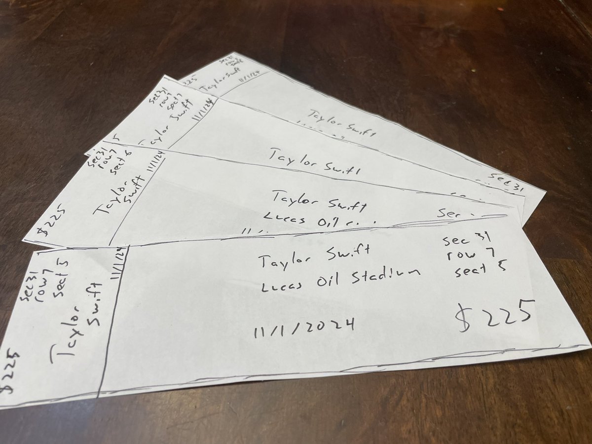 Scored these 4 tickets for Nov 1st 2024 but won’t be able to use them. Selling them face value. Message me for my Venmo and your address.