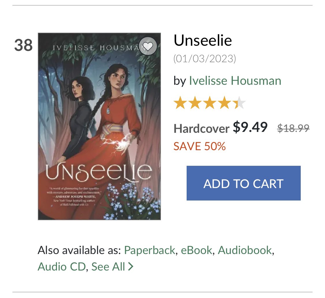 I’m pretty sure this is the highest sales rank I’ve ever had on Barnes and Noble! 🥹💕 UNSEELIE is 50% off with the Book Haul sale, get it while it’s hot!