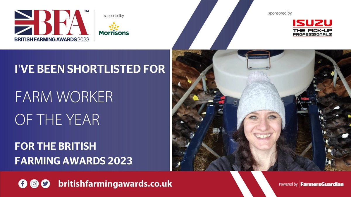 Super excited to share this very unexpected news...

I've been shortlisted in the Farm Worker category for the <a href="/FarmingAwards/">British Farming Awards</a> !

I was amazed just to be nominated, let alone shortlisted! Super grateful to have been given this opportunity, and very proud to be a part of The BFA's!