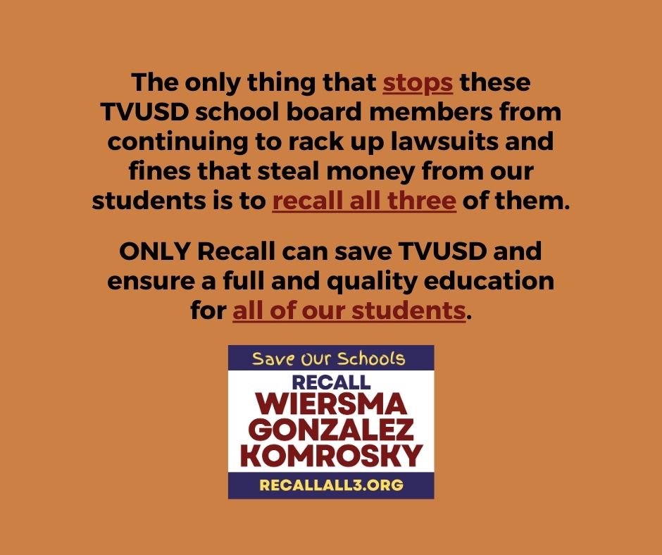 onetvpac's tweet photo. There is ONE solution to this problem.
https://t.co/0iTmmgAI7C
#RecallAll3
#RecallKomrosky
#RecallGonzalez
#RecallWiersma
#TVUSD #MVUSD #1tvpac #OneTemeculaValleyPAC #Temecula #TemeculaValley #temeculacity #Temeculacitycouncil #Murrieta #menifee #schoolboards https://t.co/ITIkkUfkBb