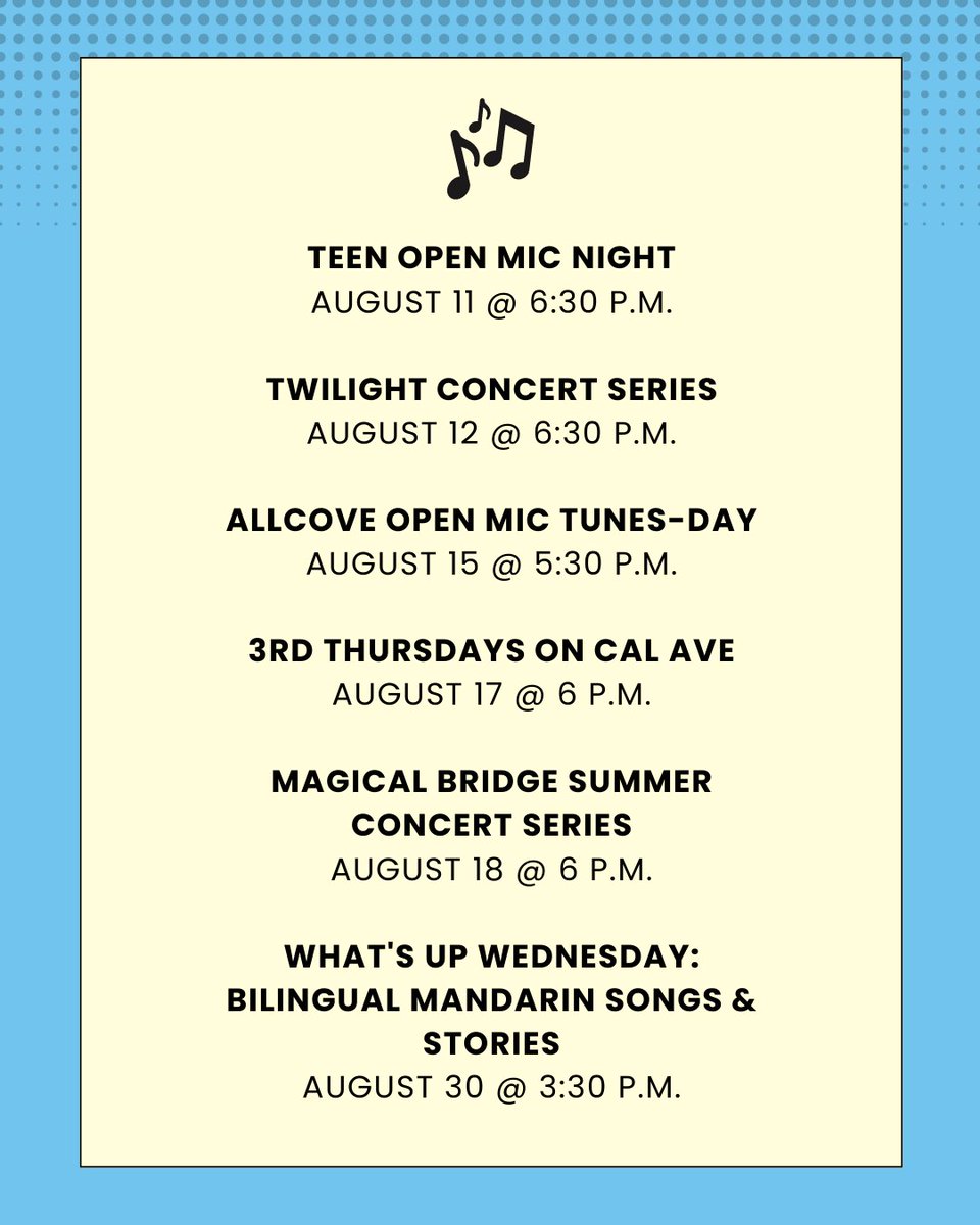 cityofpaloalto's tweet photo. Happy National Wellness Month! This week we're recognizing the importance of music, movement, and social connection for overall health + wellbeing with a list of events to help you get your groove on. Find event details here: https://t.co/VFRn5MSSlA

#PAWellnessMonth #wellness https://t.co/B8UrlOqO44
