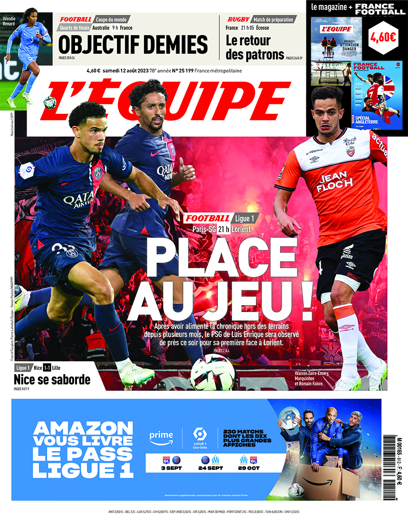 lequipe's tweet photo. Les unes de L'Équipe du samedi 12 août. https://t.co/bJLblm901p