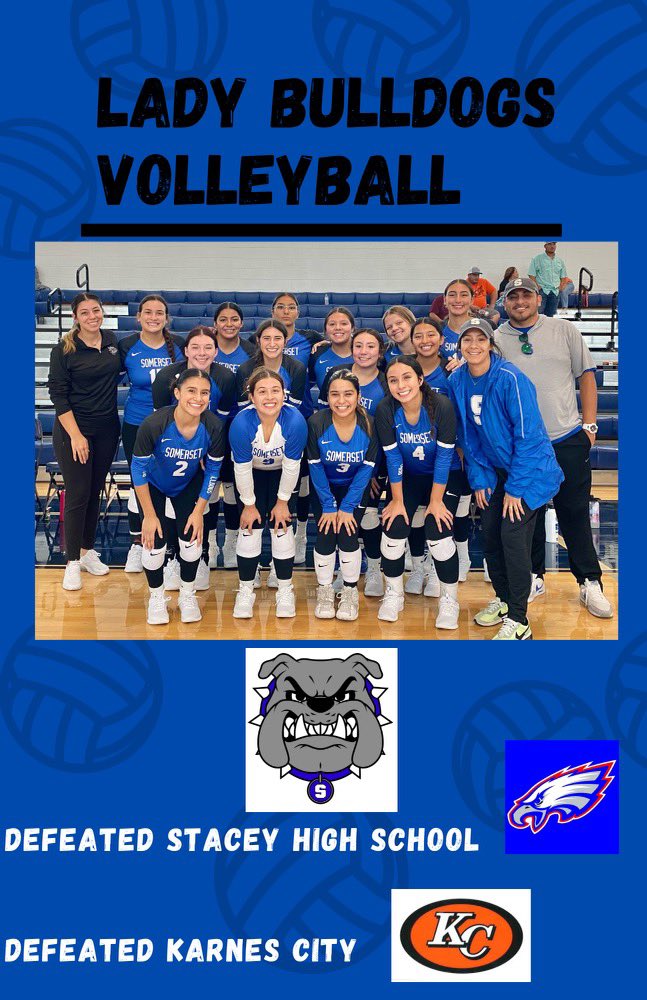 The Lady Bulldogs Go 2-1 on day 1 of the Hondo Volleyball tournament.
They defeated Stacey High School and Karnes City.

Tomorrow the Lady Bulldogs play at 10:00 am Vs Atonement. 
Go Bulldogs 🏐💙
