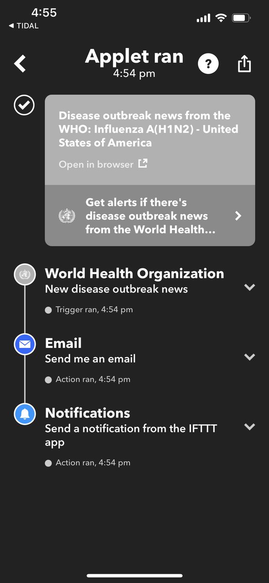 EricaHops's tweet photo. The last time this ⁦@IFTTT⁩ applet ran was three and a half years ago. Cool cool cool. https://t.co/SpS6yyiuGV