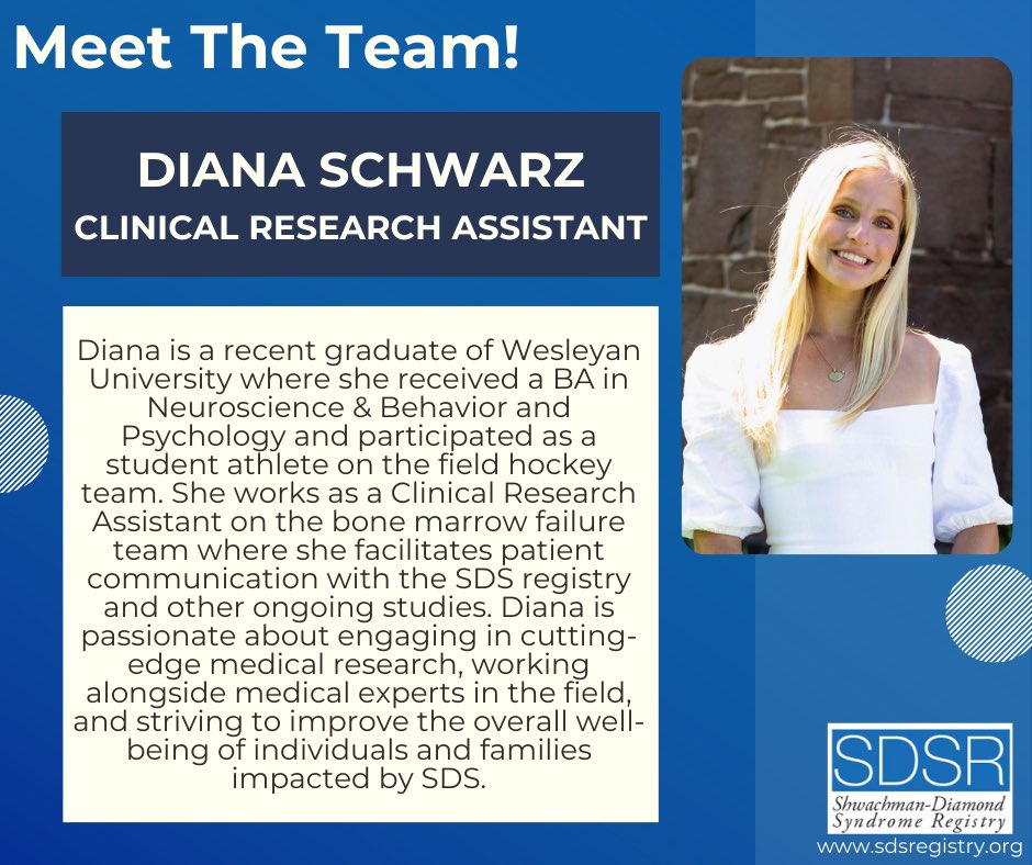 SDSregistry's tweet photo. 👋Have you met Diana? 

Diana started with the #SDSRegistry team in July and we are so happy to have her!

Please contact Diana to learn more about #consenting to the registry, sending #samples, and sharing #records. 🧬

✉️SDSRegistry-dl@childrens.harvard.edu https://t.co/e29QJXrmSr
