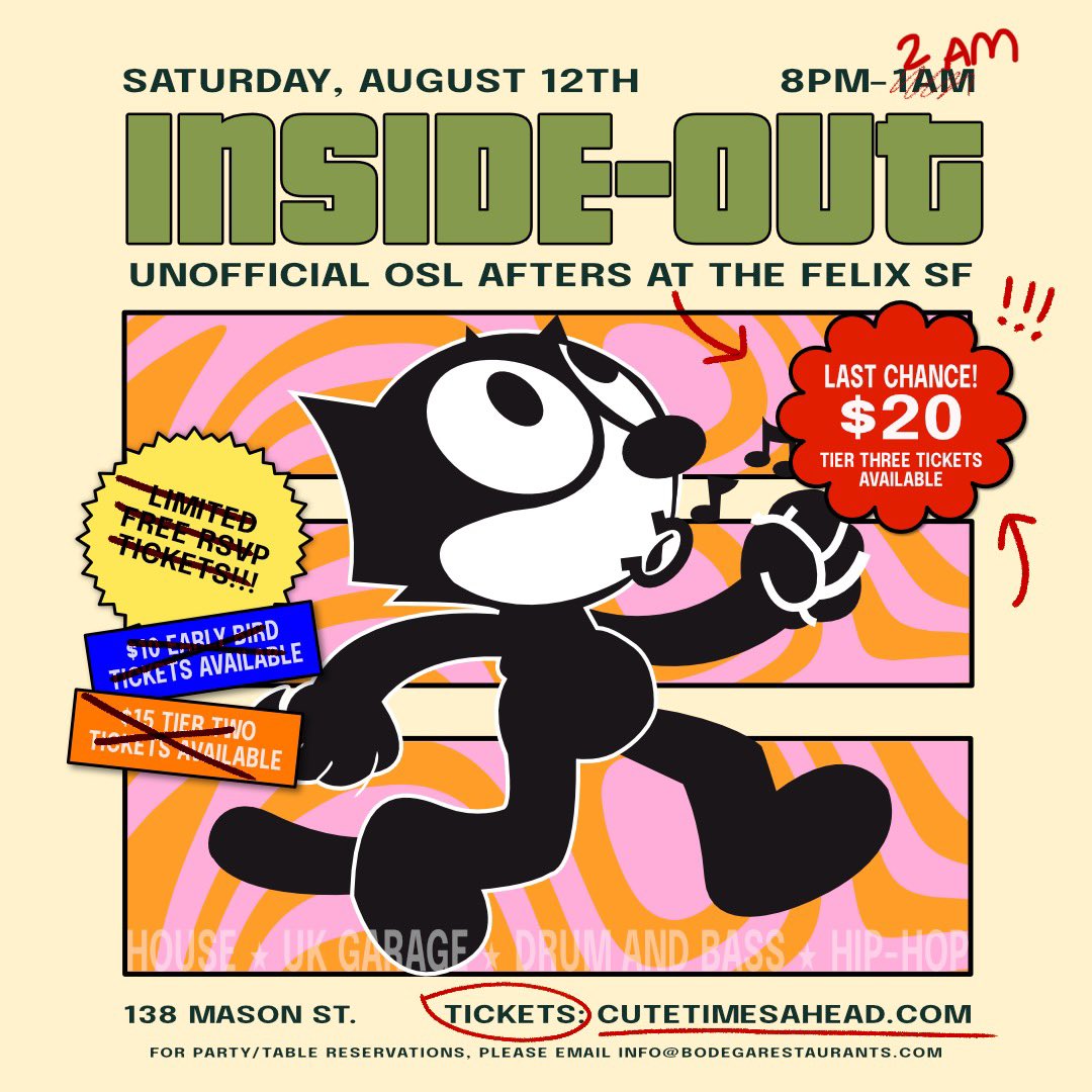 internetspicy's tweet photo. hiii our OSL afters is happening tomorrow night from 8P-2AM at The Felix SF

last min tix are up!!! ticket sales close an hour before the event, then it’s 25 at the door 

we got @its_rodel_ as our special guest tomorrow night :) it’ll b a fun oneeee 

🎟️: https://t.co/BRLaH0t5p2 https://t.co/eLPDULjmsB