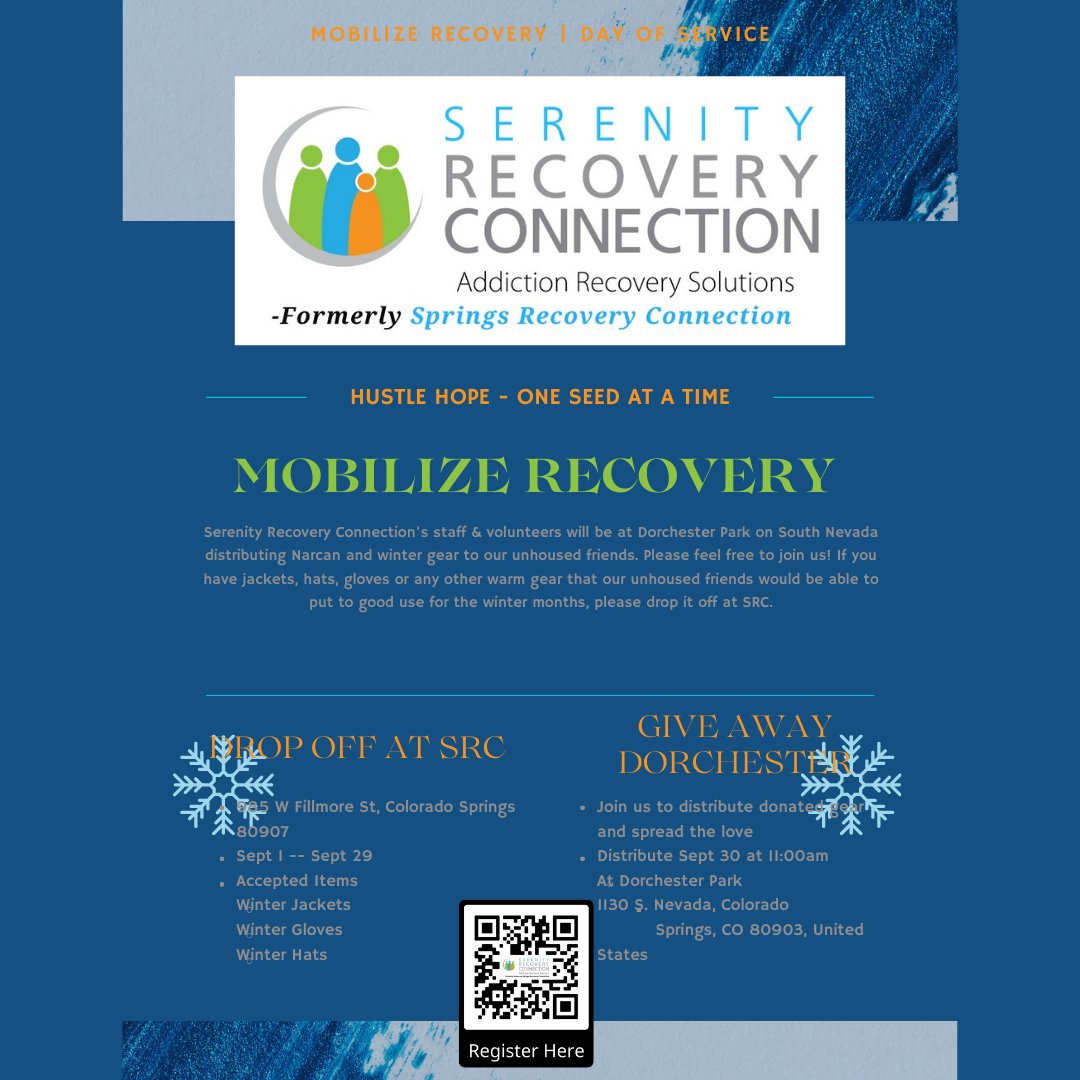 Come join us for a day of service in honor of Recovery Month! We will be handing out Narcan and Winter gear. We also will be accepting donations from Sept. 1st to Sept. 29th. Please share on your page to get the word out.
#RecoveryMonth #CommunitySupport #MobilizeRecovery