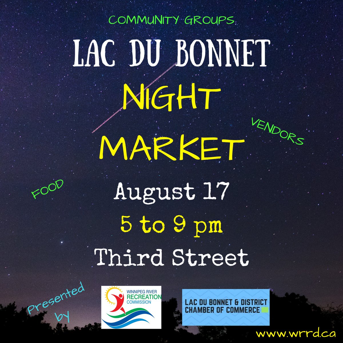 myldbca's tweet photo. Don't miss the 6th Annual Lac du Bonnet Night Market on Aug 17!

This Market is an evening of great shopping along 3rd Street as vendors take to the street to display their products and services https://t.co/c2bXYexUFF

#LacDuBonnet #MyLdB #ShopLocal #ExploreMB #ManitobaEvents https://t.co/r3XfeD2U4e